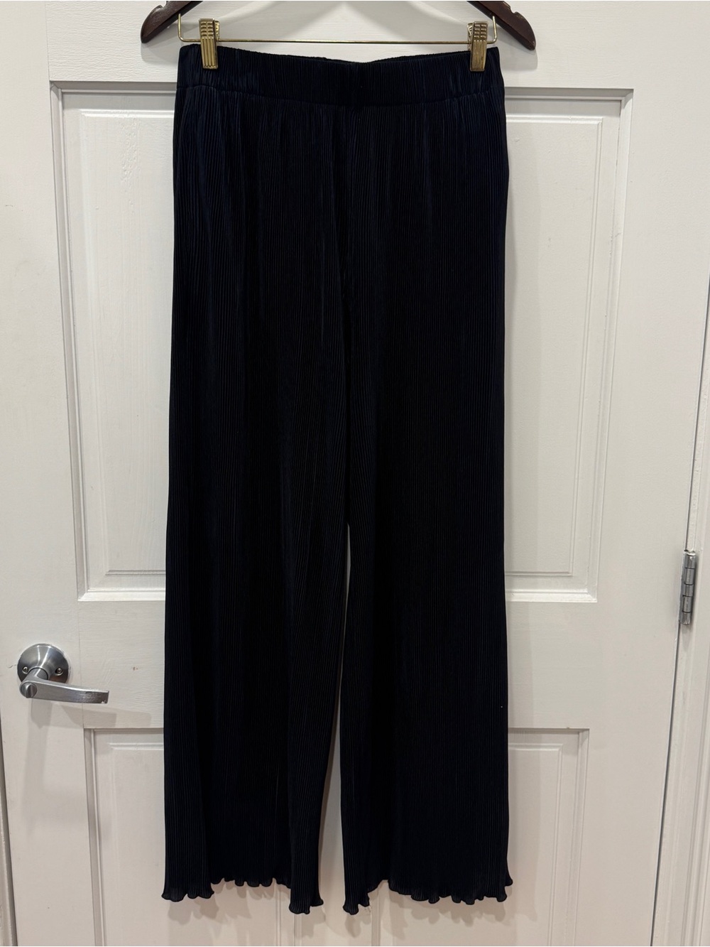 Abercrombie & Fitch Black Plisse Pleated Wide Leg Pants S Minimalist Y2K Boho
